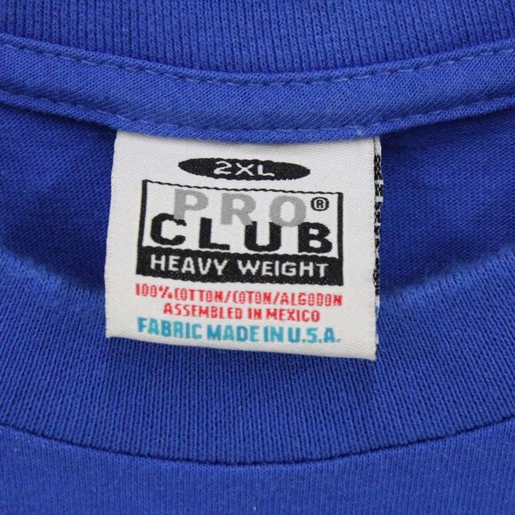 Vintage Pro Club Shirt Mens 2XL Blue Work Hard Stay Humble Pirate Boat Art Y2k - Picture 7 of 10